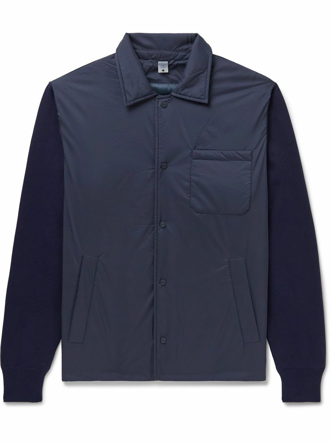 Photo: Herno - Slim-Fit Panelled Cotton and Shell Padded Shirt Jacket - Blue