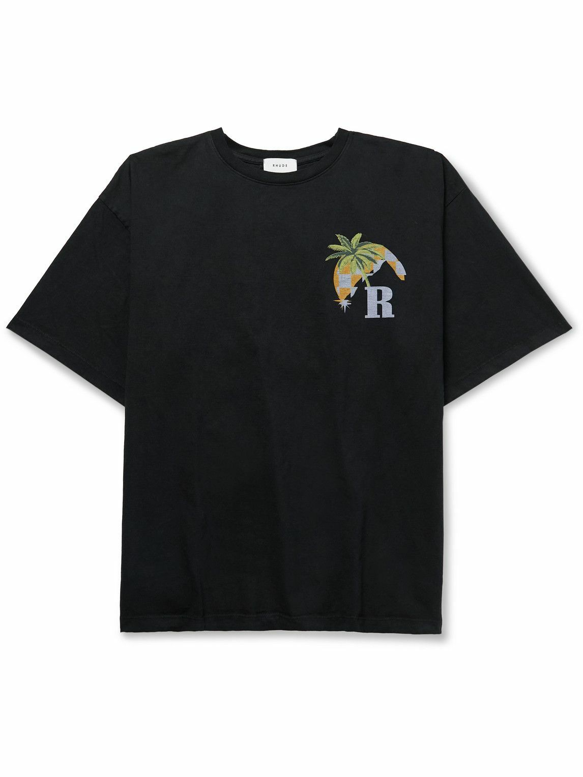 Rhude - Moonlight Tropics Logo-Print Cotton-Jersey T-Shirt - Black Rhude