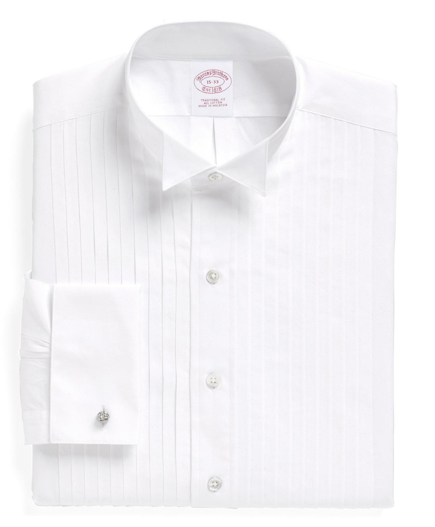 Brooks Brothers Men's Traditional Fit Ten-Pleat Wing Collar Tuxedo Shirt | White