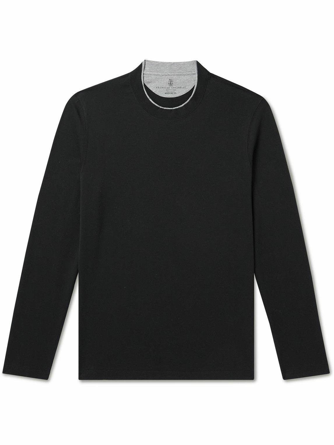 Brunello Cucinelli - Layered Cotton-Jersey T-Shirt - Black Brunello ...