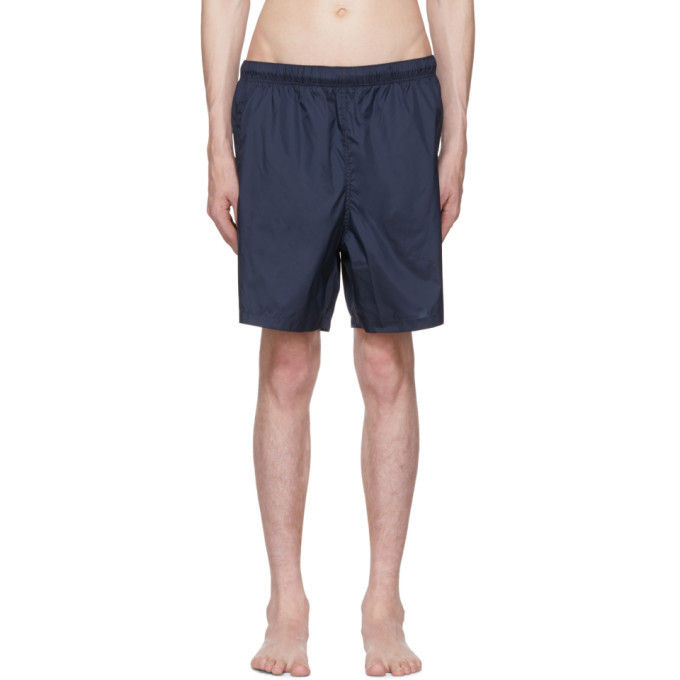 Our Legacy Navy Nylon Drape Tech Swim Trunks Our Legacy