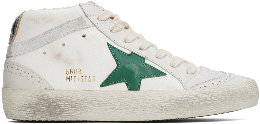 Golden Goose White & Gray Mid Star Sneakers Golden Goose Deluxe Brand