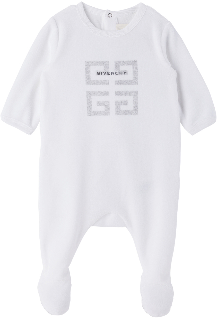Givenchy Baby White 4G Jumpsuit & Beanie Set Givenchy