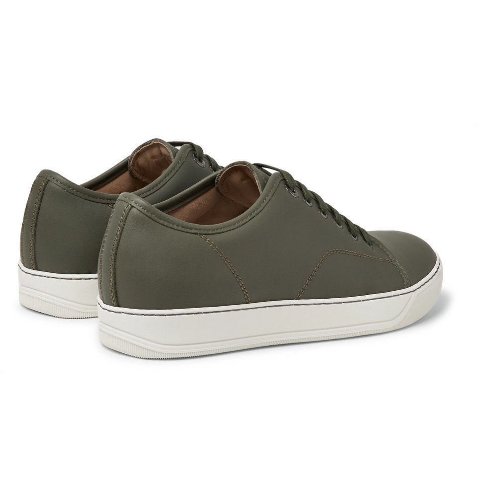 Lanvin - Cap-Toe Matte-Leather Sneakers - Men - Army green Lanvin