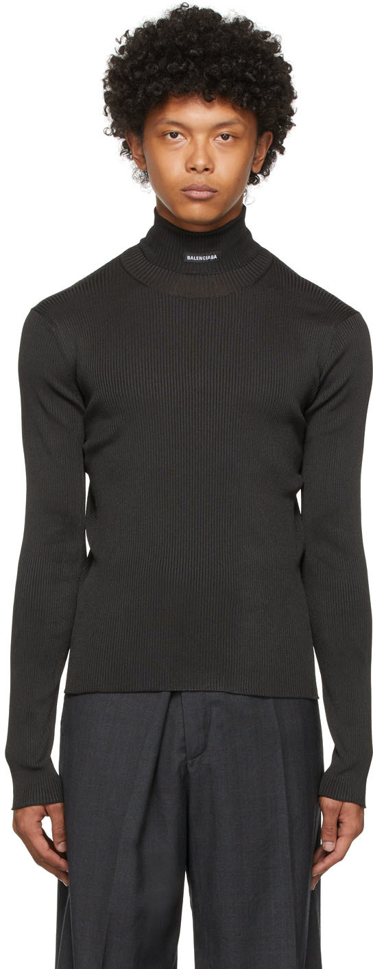 Balenciaga Black Long Sleeve Rib Knit Turtleneck Balenciaga