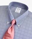 Brooks Brothers Men's Stretch Regent Regular-Fit Dress Shirt, Non-Iron Royal Oxford Button-Down Collar Glen Plaid | Navy