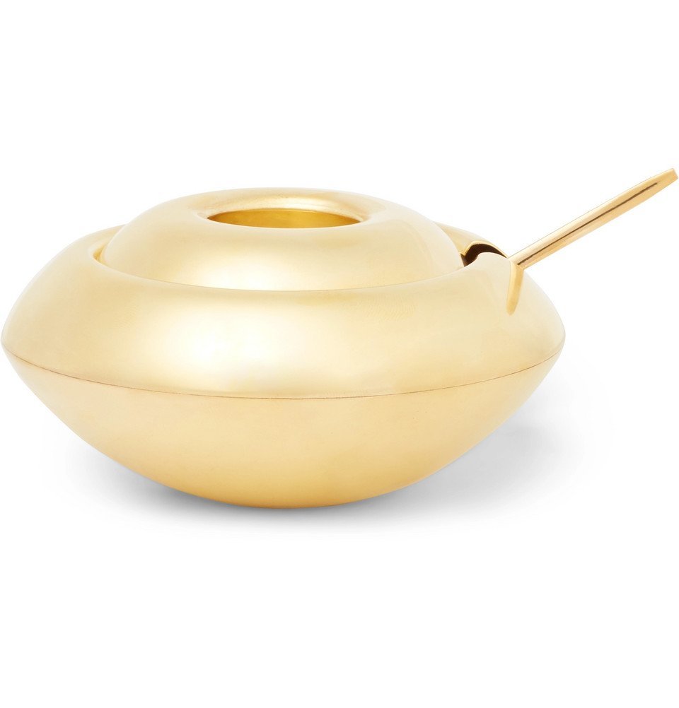 Tom Dixon Form Brass Sugar Bowl and Spoon Set Men Gold Tom Dixon
