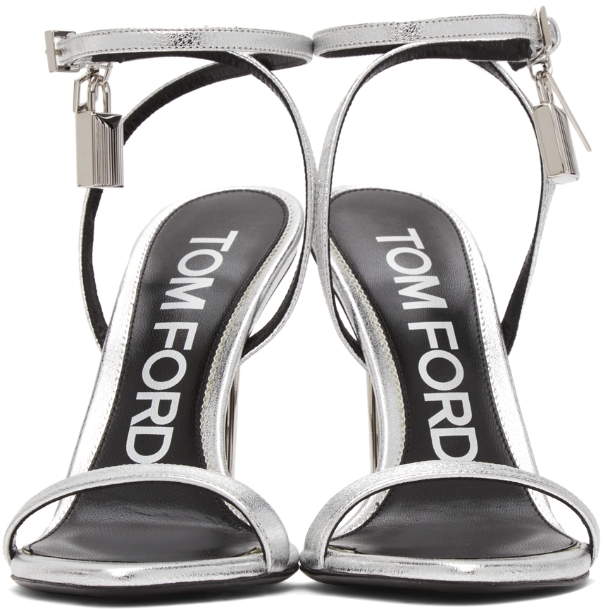 TOM FORD Silver Padlock Heeled 105 Sandals TOM FORD