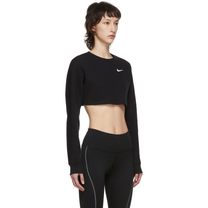 Nike Black Ribbed Crop Long Sleeve T 