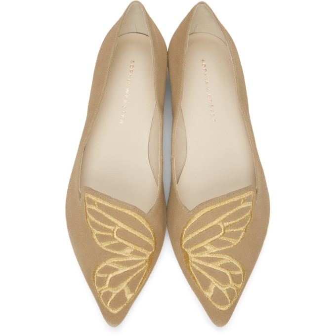 Sophia ster Beige Butterfly Ballerina Flats Sophia ster
