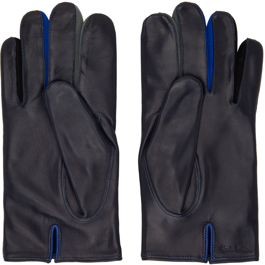 Paul Smith Navy Concertina Leather Gloves Paul Smith