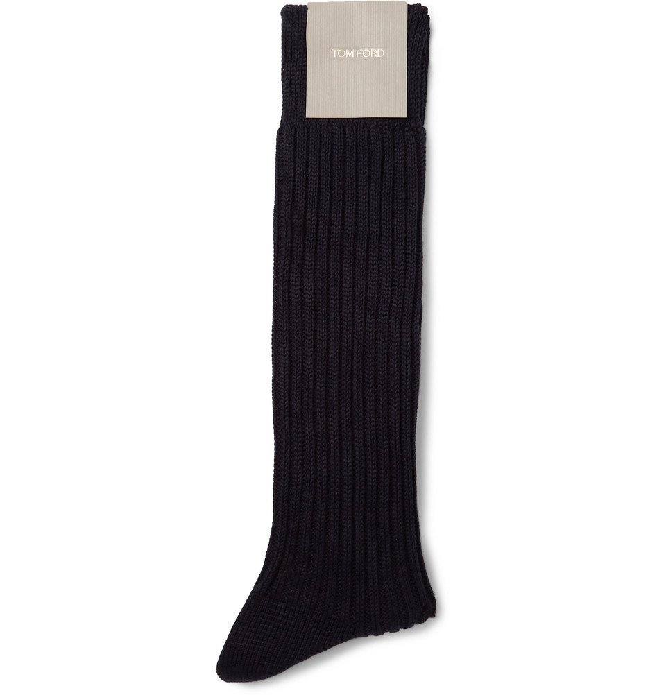 TOM FORD - Ribbed Cotton Socks - Men - Midnight blue TOM FORD