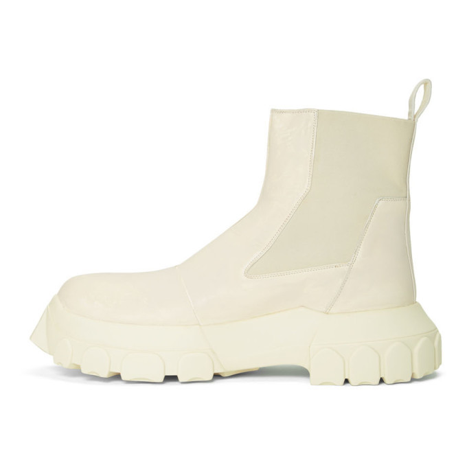 Rick Owens White Bozo Tractor Beetle Chelsea Boots Rick Owens