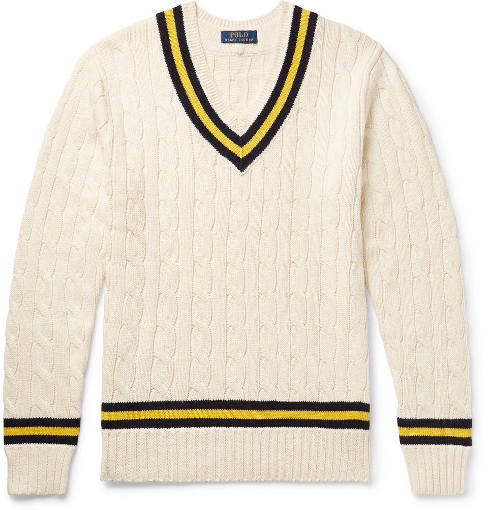 Polo Ralph Lauren - Striped Cable-Knit Cotton and Cashmere-Blend