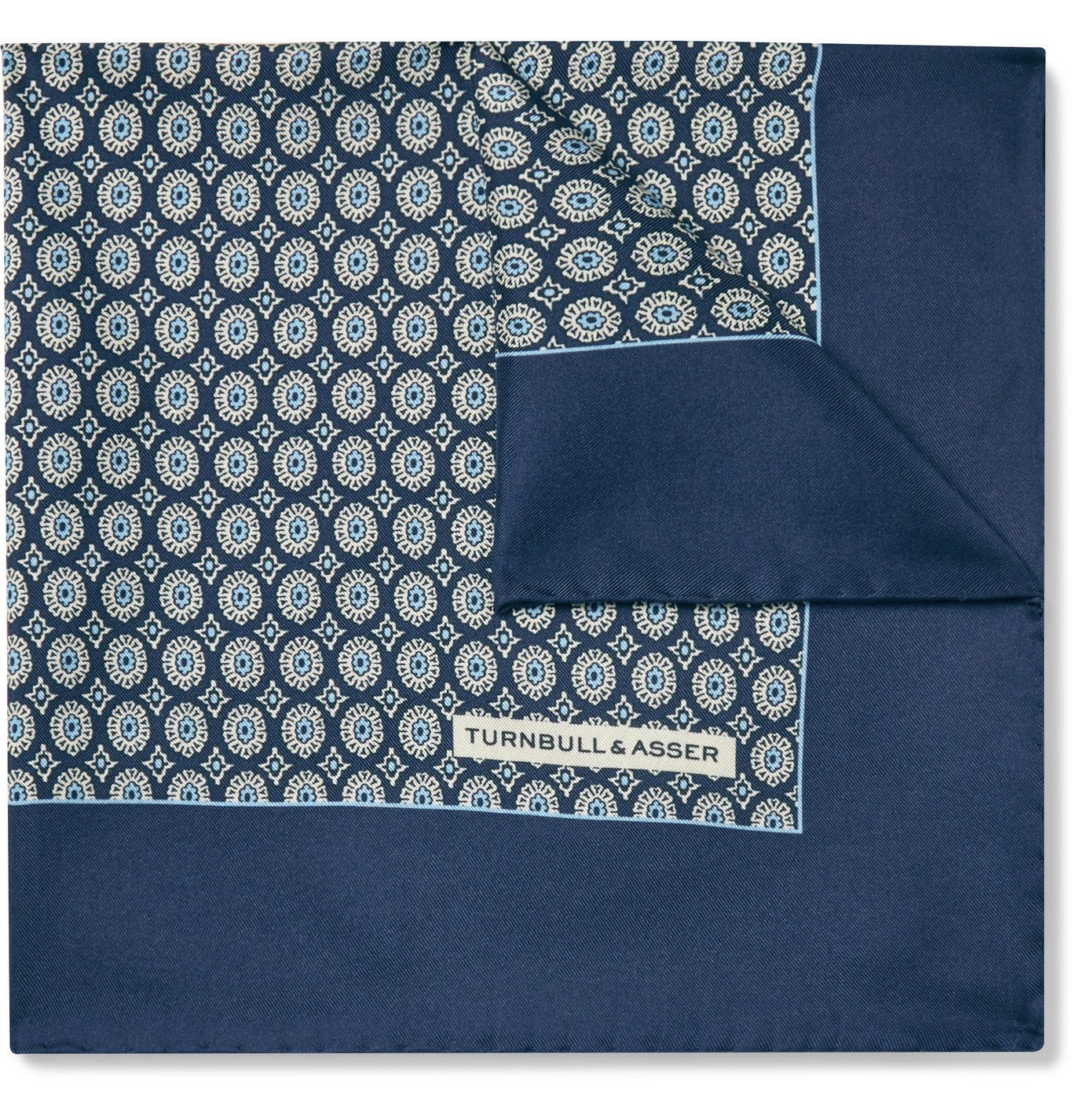Turnbull & Asser - Printed Silk-Twill Pocket Square - Blue Turnbull & Asser