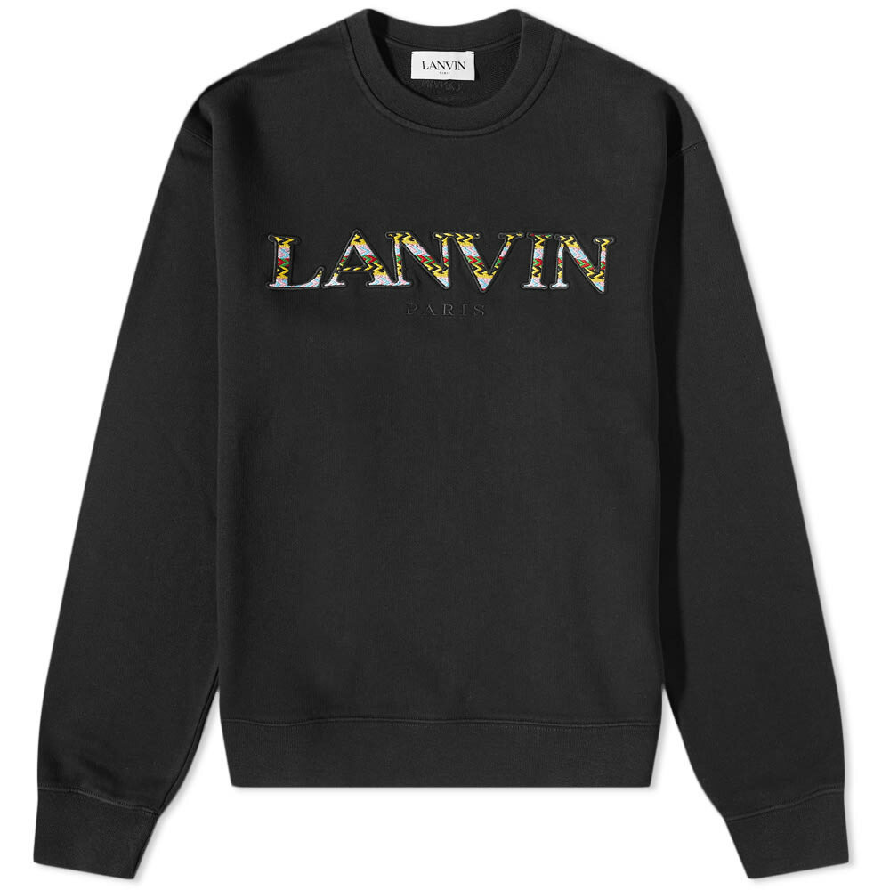 Lanvin Men's Curb Embroidered Crew Sweat in Black Lanvin