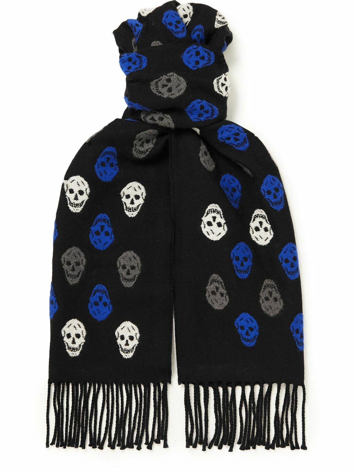Photo: Alexander McQueen - Reversible Fringed Wool-Blend Jacquard Scarf