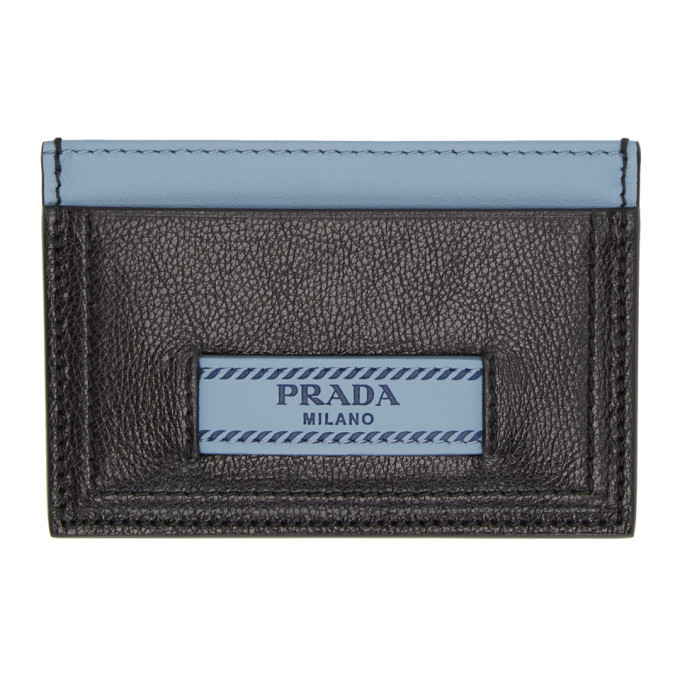 Prada Black and Blue Prada Etiquette Card Holder Prada