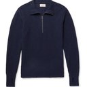 OLIVER SPENCER - Carew Ribbed Wool Half-Zip Sweater - Blue