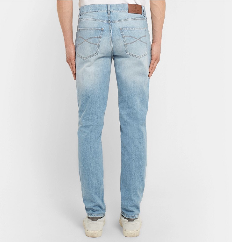 Brunello Cucinelli Denim Slim Leg Jeans in Blue for Men Mens Clothing Jeans Bootcut jeans 