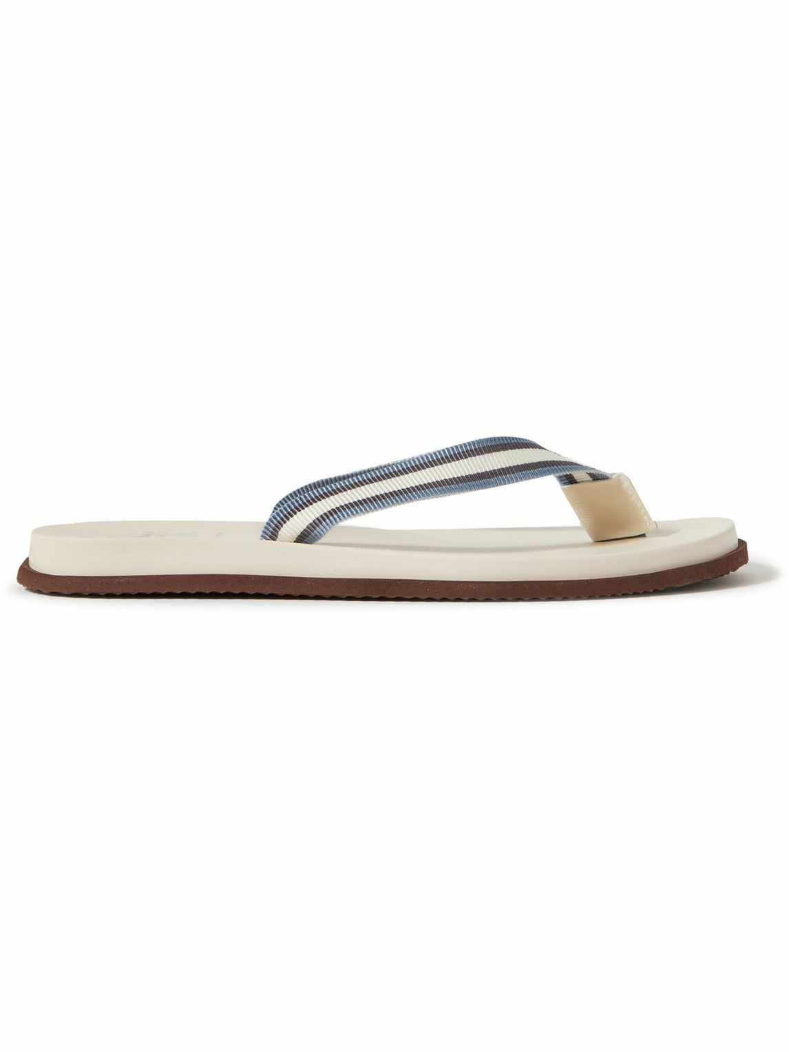 Brunello Cucinelli - Grosgrain and Leather Flip Flops - Blue Brunello ...