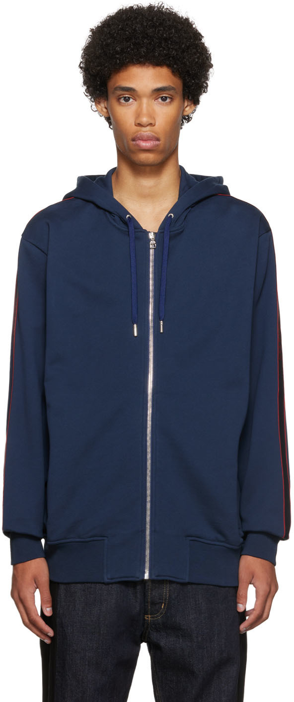 Alexander McQueen Navy Cotton Zip Hoodie Alexander McQueen