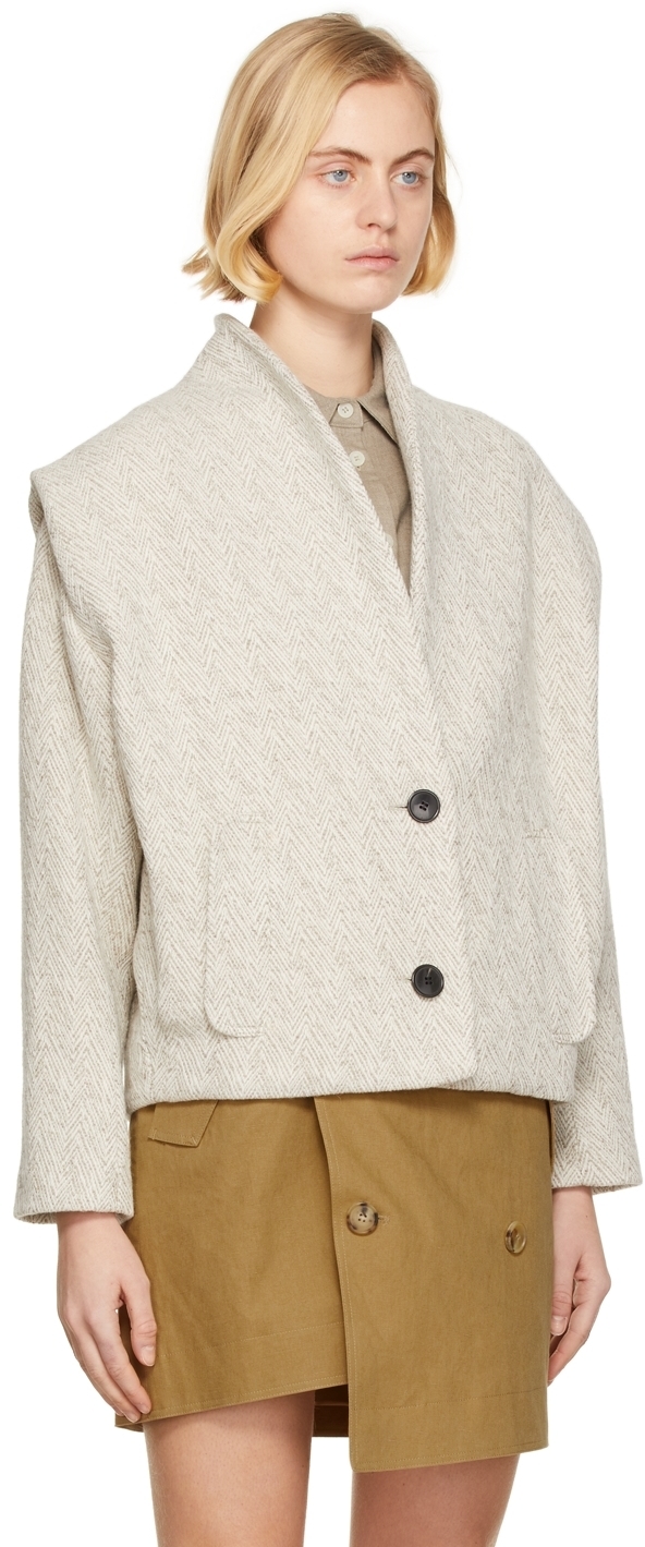 Isabel Marant Etoile Taupe & Off-White Wool Drogo Jacket