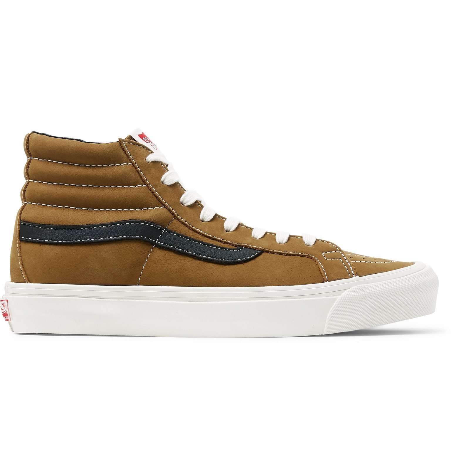 Vans - OG SK8-Hi LX Leather-Trimmed Nubuck High-Top Sneakers - Brown Vans