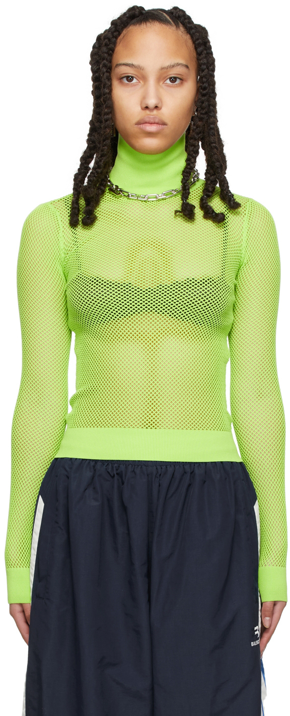 Balenciaga Green Mesh Turtleneck Balenciaga