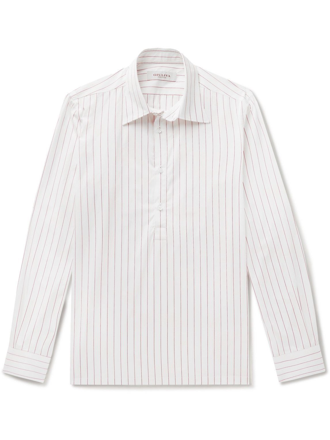 Giuliva Heritage - Taddeo Striped Cotton-Poplin Half-Placket Shirt ...