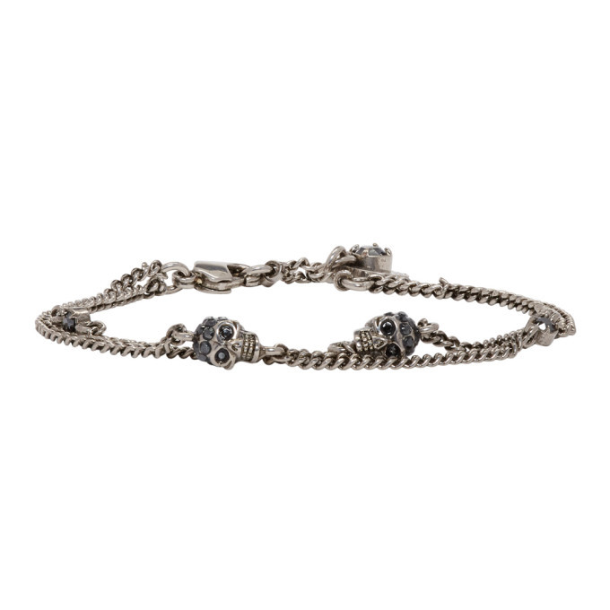 Alexander Mcqueen Silver Double Chain Skull Bracelet Alexander Mcqueen 5251