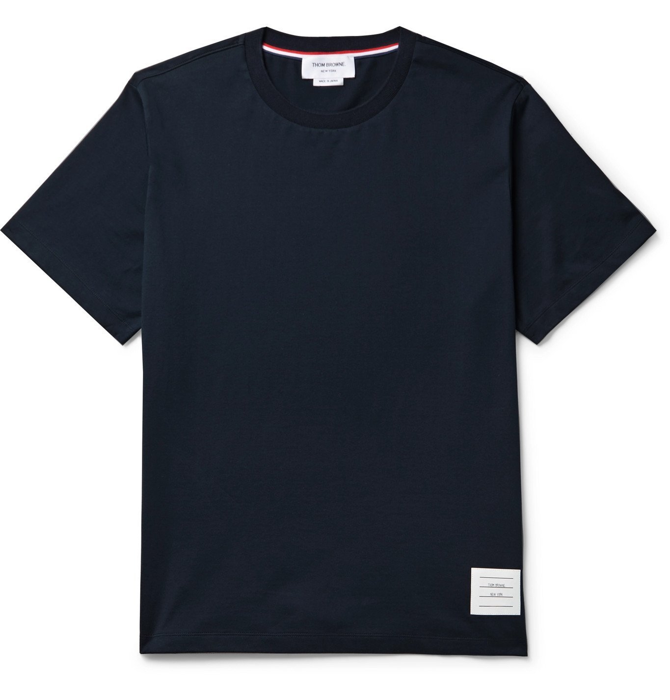 Thom Browne - Appliquéd Grosgrain-Trimmed Cotton-Jersey T-Shirt - Blue ...