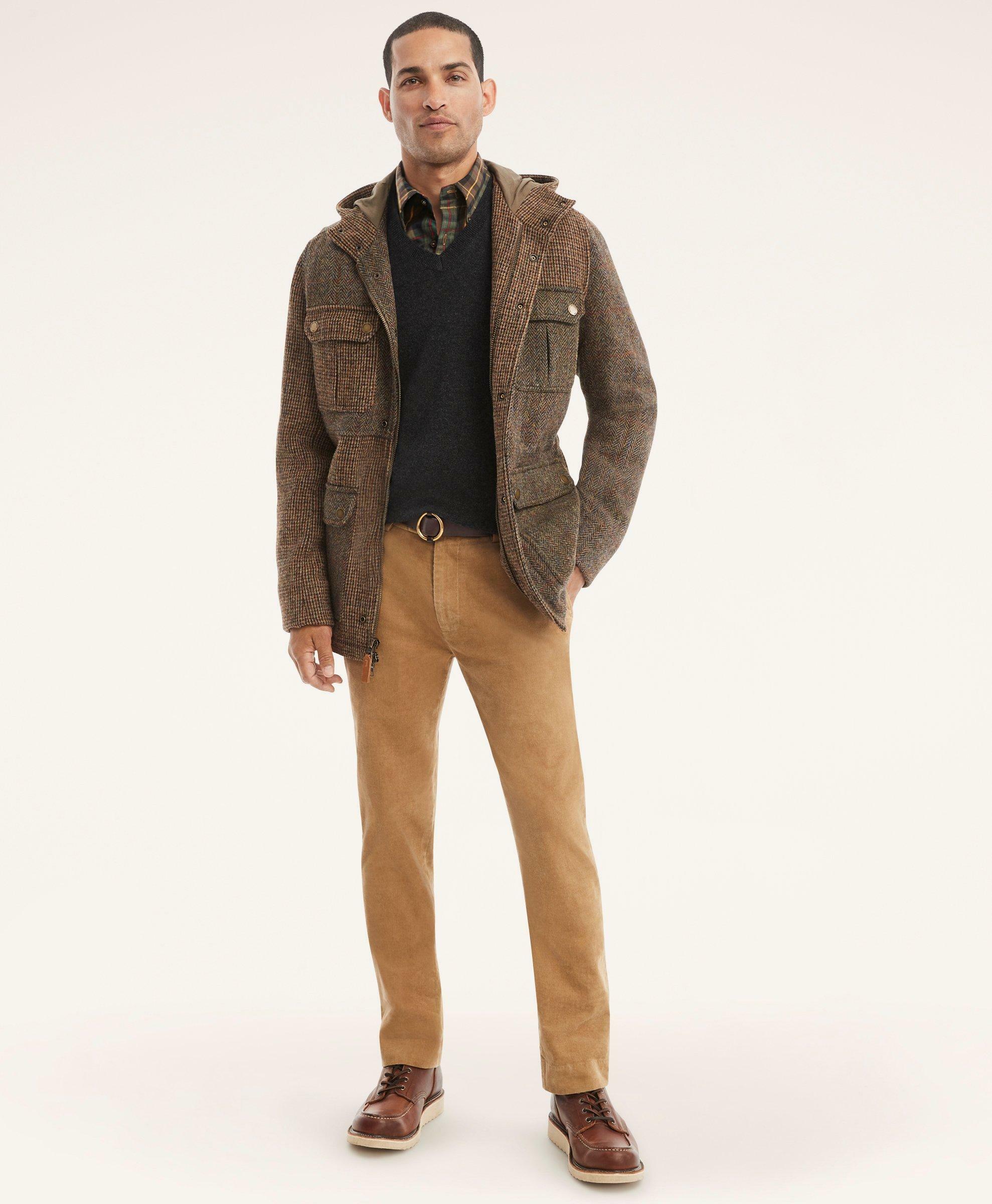 Brooks Brothers Men's Harris Tweed Fun Walking Coat | Brown Brooks Brothers