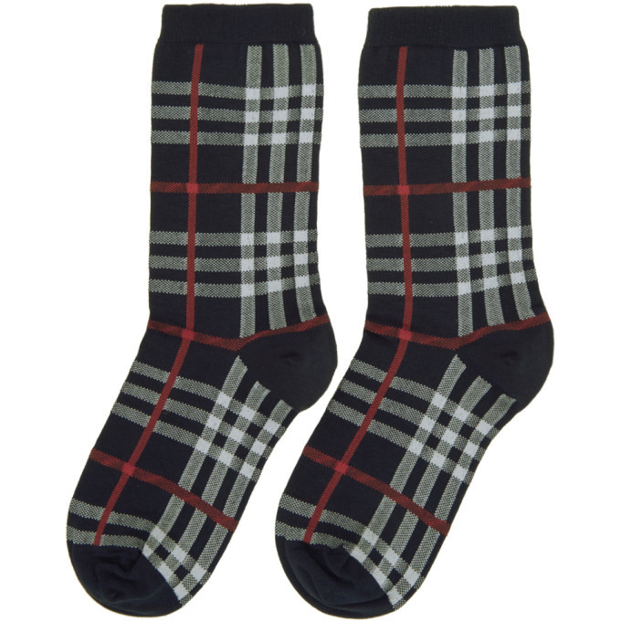 Burberry Navy Vintage Check Socks Burberry