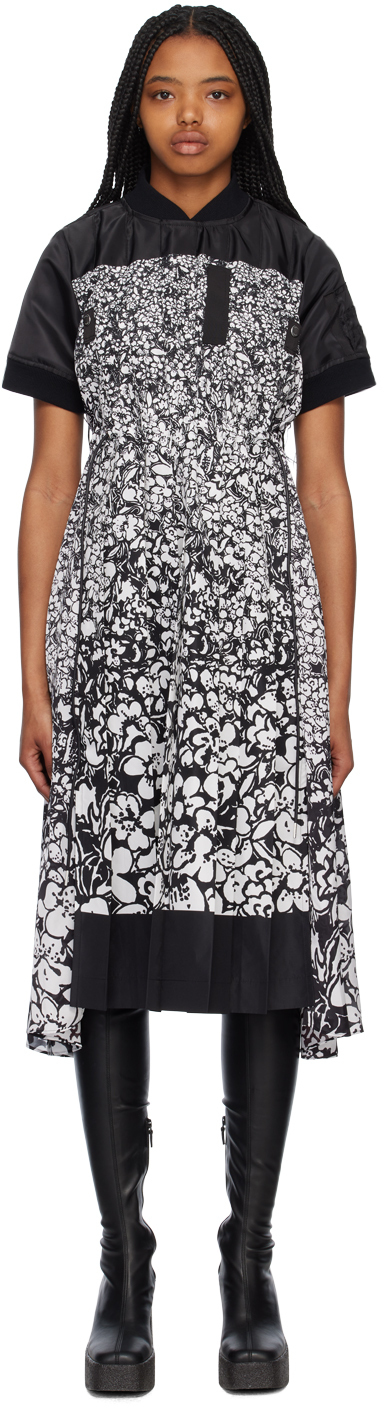 Black White Floral Midi Dress main image 1