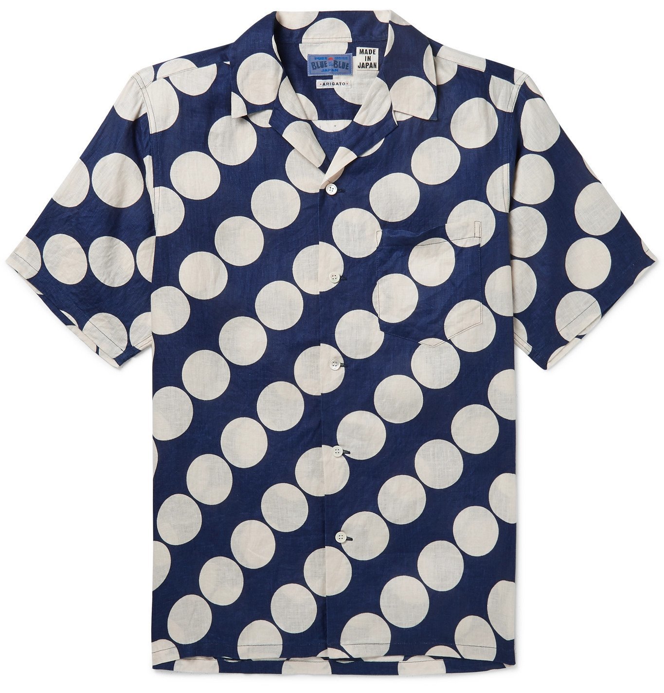 Blue Blue Japan - Indigo-Dyed Camp-Collar Printed Linen Shirt - Blue ...