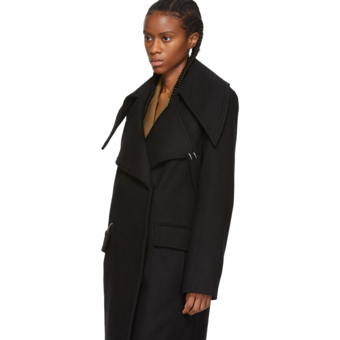 black maxi coat wool