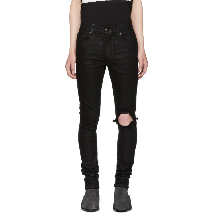 black waxed jeans