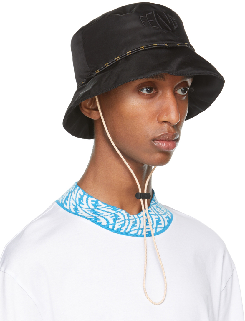 Fendi Black FF Fish-Eye Bucket Hat Fendi
