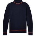 Oliver Spencer - Talbot Contrast-Trimmed Wool Rollneck Sweater - Navy