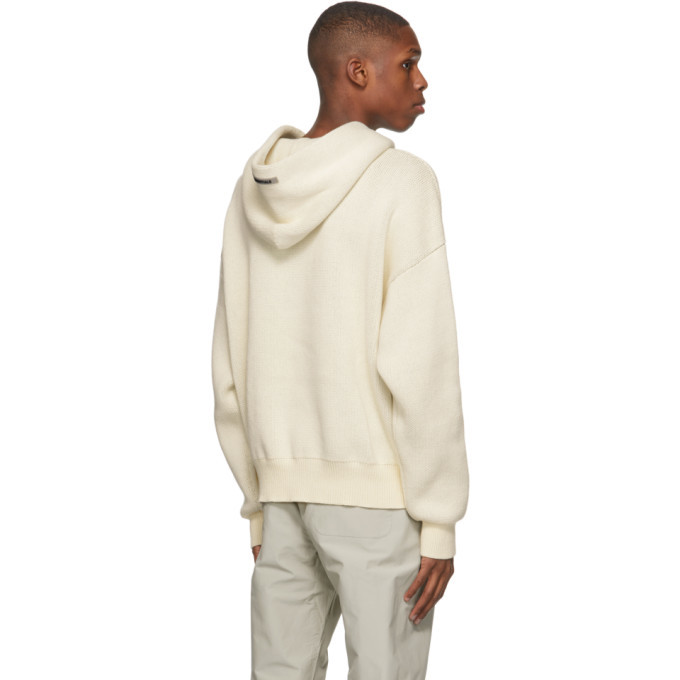 essentials off white knit hoodie