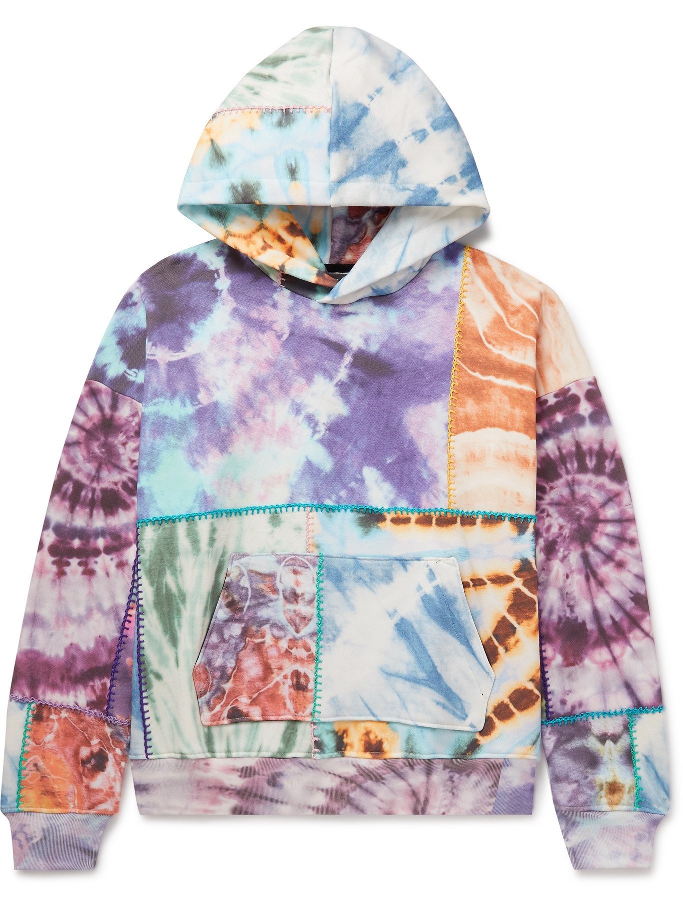 patchwork tie dye hoodie