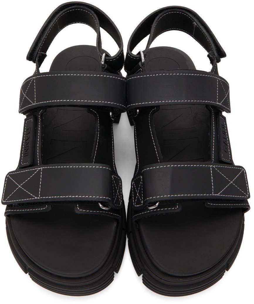 GANNI Black Recycled Rubber Velcro Sandals GANNI