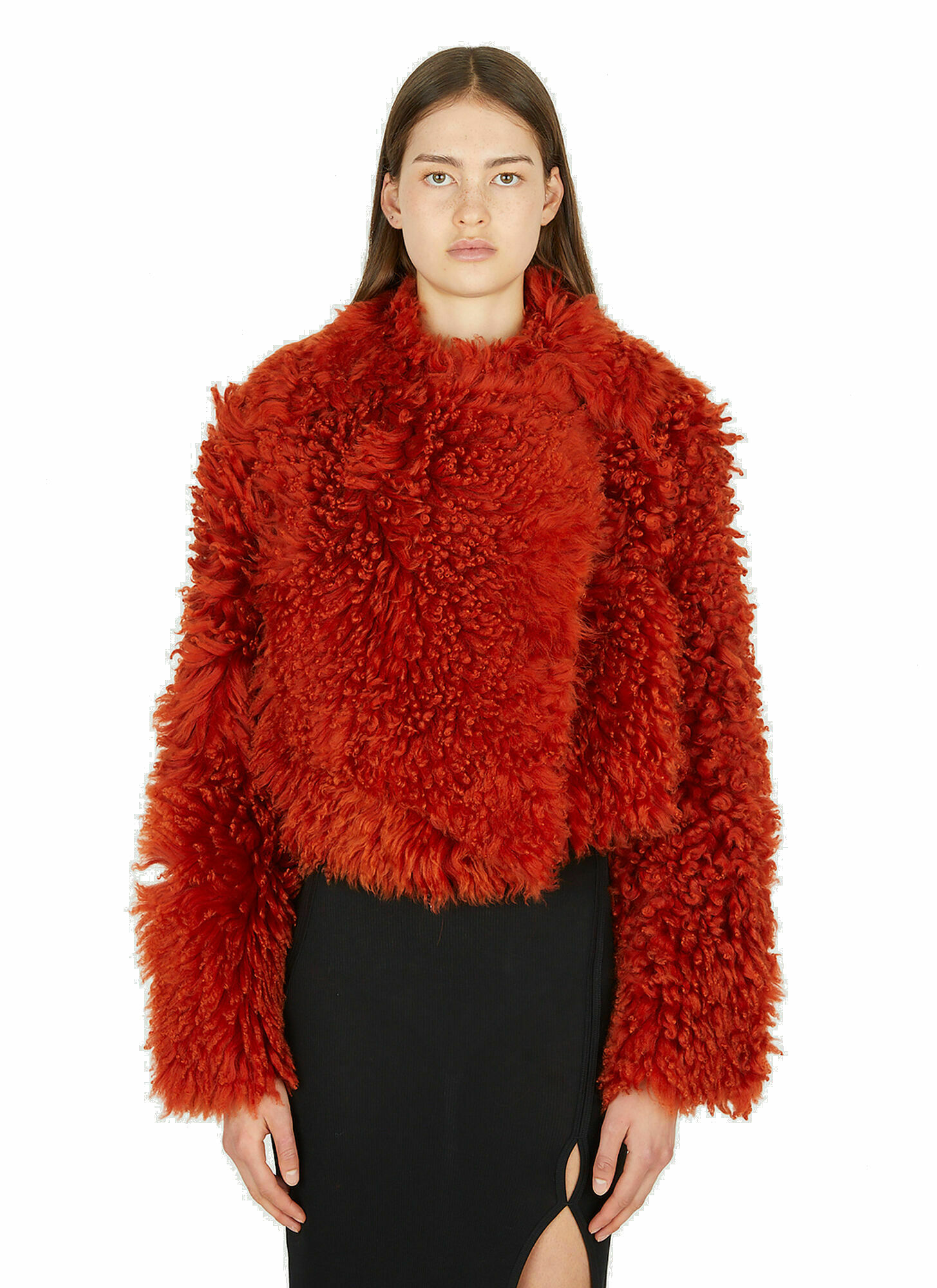 Shearling Jacket in Red Helmut Lang