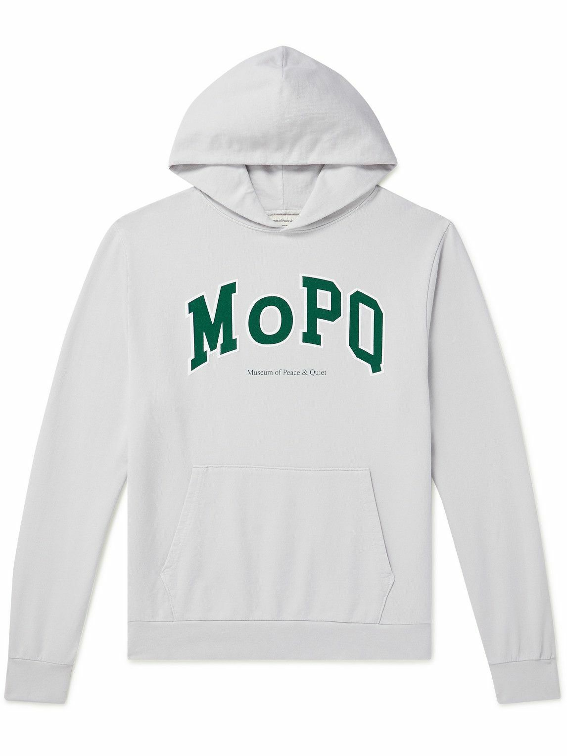 Museum Of Peace And Quiet University Logo Print Cotton Jersey Hoodie White