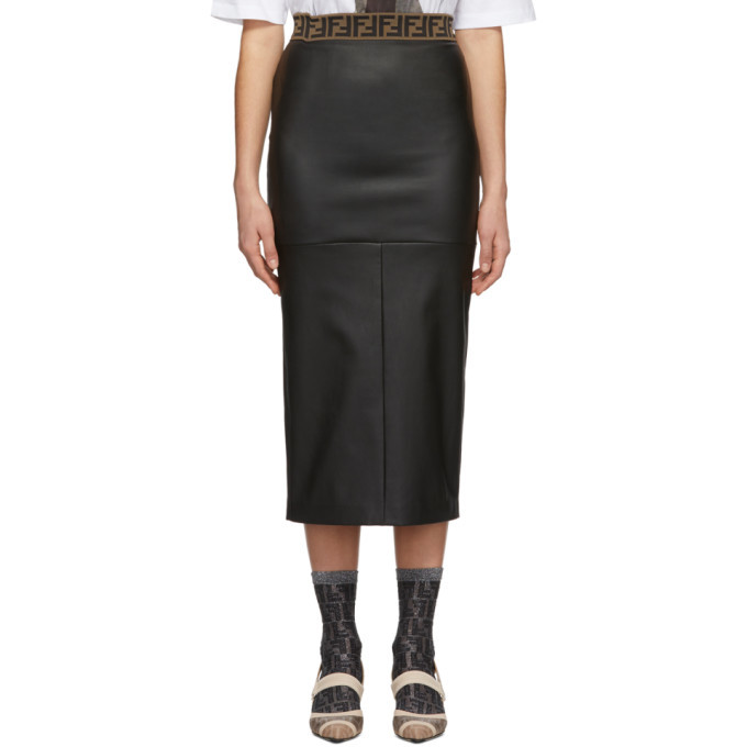 Fendi Black Leather Forever Fendi Skirt Fendi