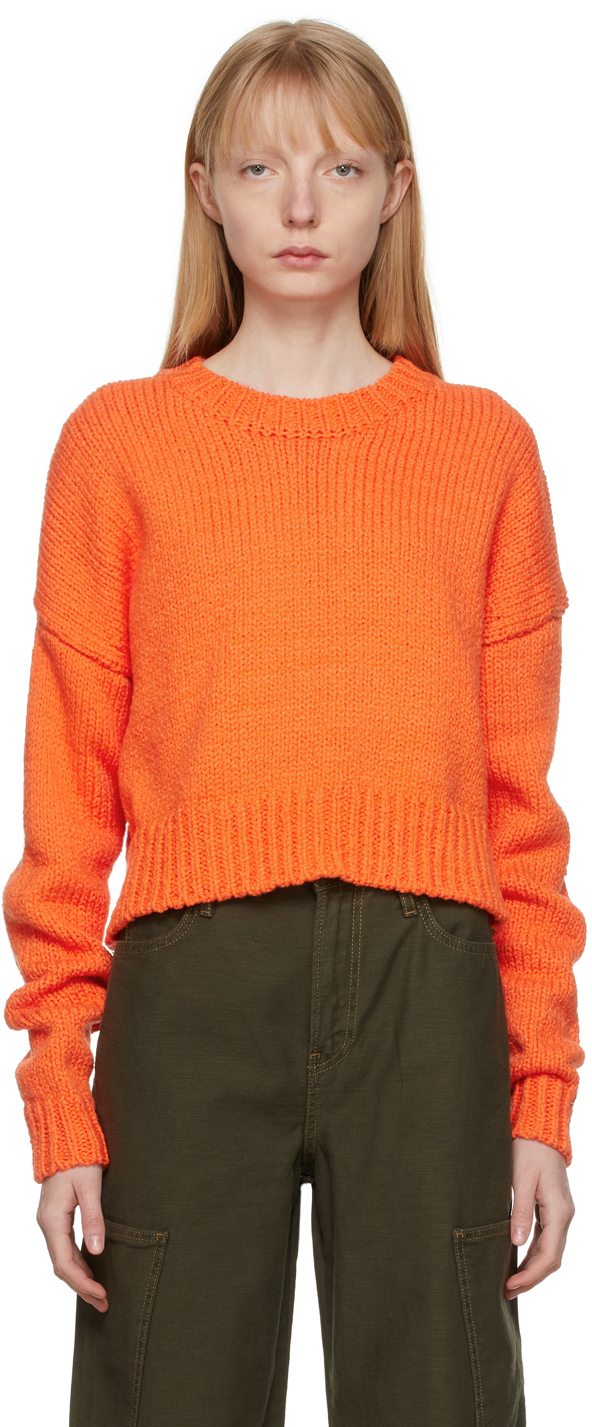 Frame Orange Oversized Crop Sweater Frame Denim
