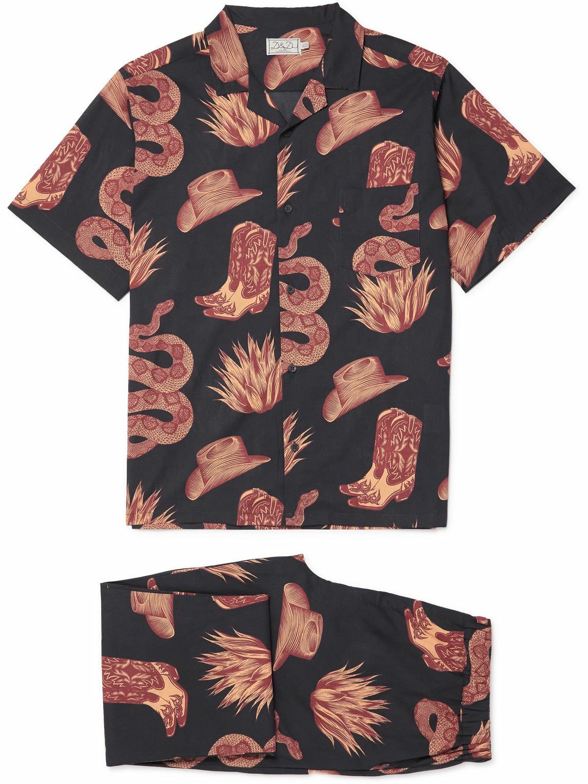 Desmond & Dempsey - Printed Linen Pyjama Set - Blue Desmond & Dempsey