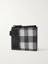 Burberry - Leather-Trimmed Checked E-Canvas Cardholder with Lanyard