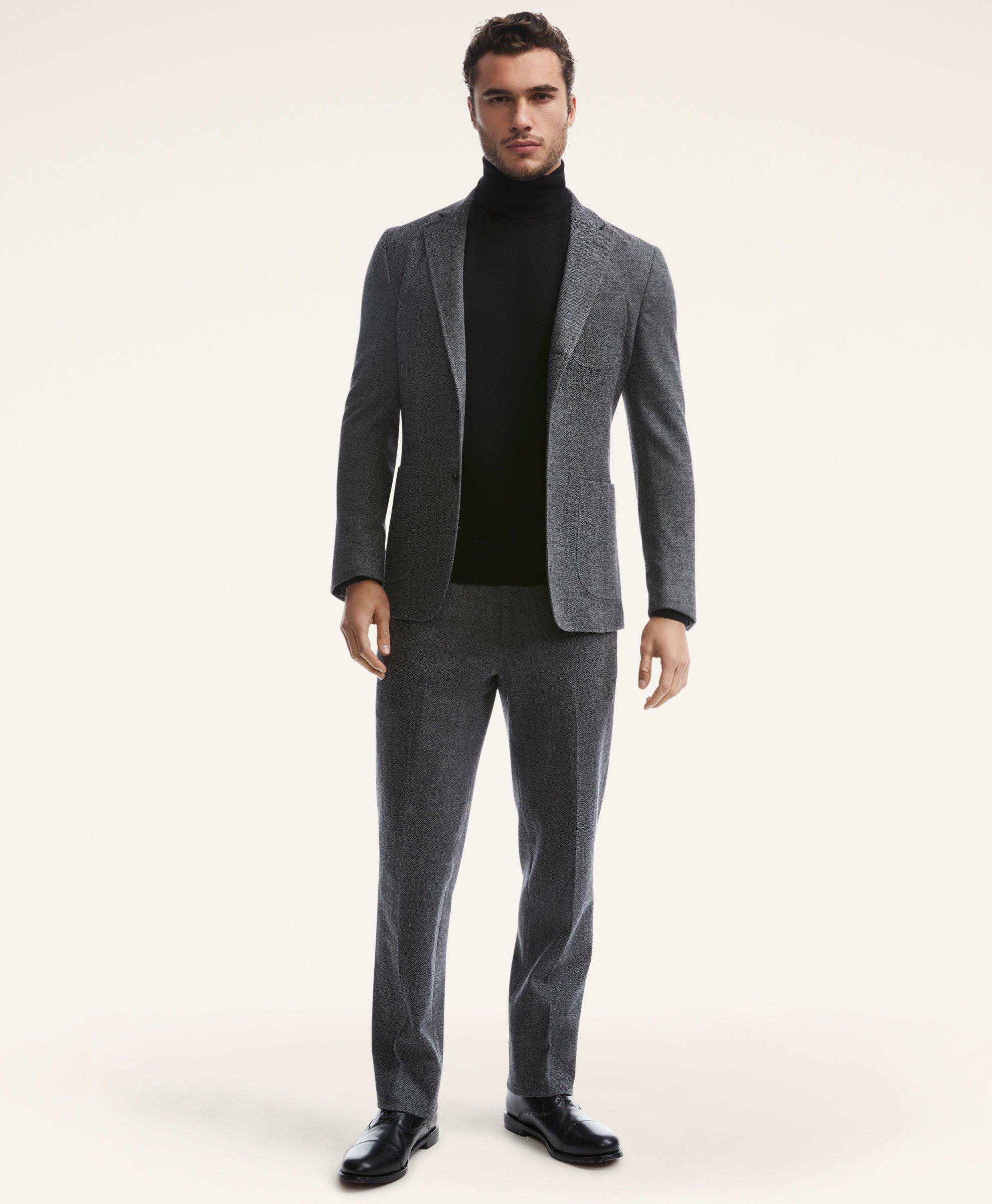 Brooks Brothers Men's Knit Herringbone Suit Jacket | Grey